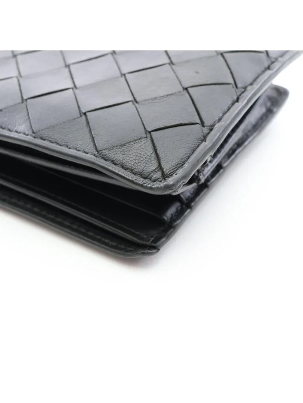 Bottega Veneta Bifold Wallet Intrecciato Black Leather